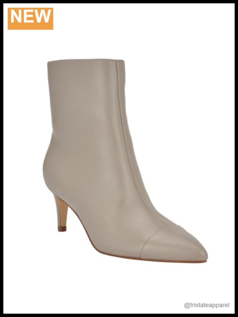Calvin Klein Women's Ankle Bootie Leather Pointed Toe Zip Heeled Boots